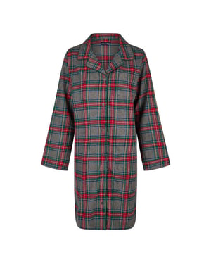 Happy Shorts Dames nachthemd lange mouw flanel rood/grijs geruit