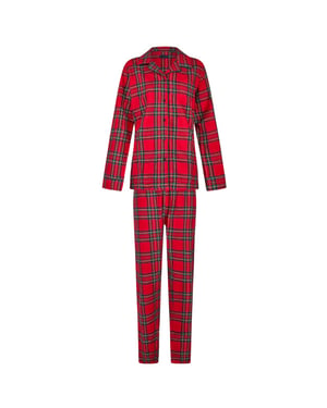 Happy Shorts Dames kerst pyjama set shirt + broek geruit flanel