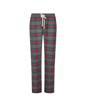 Happy Shorts Dames pyjama broek lang grijs/rood geruit flanel