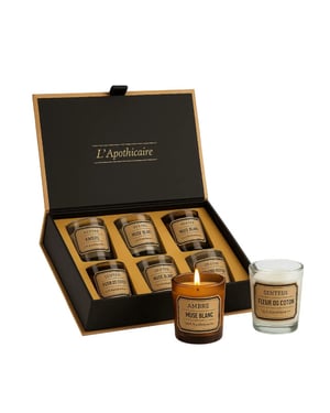 WDMT Luxe geurkaarsen geschenkset – 6 kaarsen in beige cadeaubox