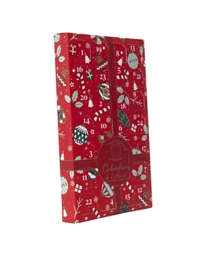 WDMT Feestelijke adventskalender met 24 geurkaarsen rood