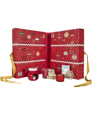 WDMT Kerstmis adventskalender – 34 × 25 × 14 cm – rood