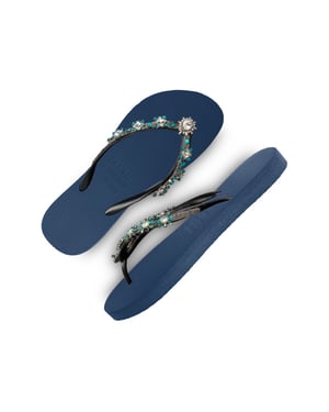 Uzurii Dolce chrystal marineblauw dames slippers, , maat: