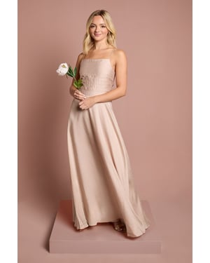 Teen Satin Pleat Detail Bridesmaid Dress