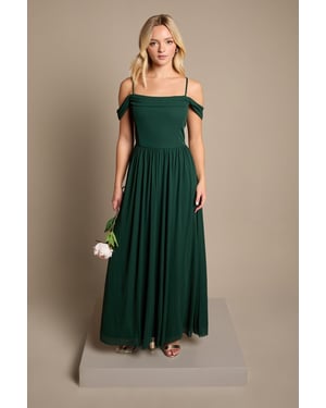 Teen Coast Cold Shoulder Stretch Mesh Bridesmaid Dress