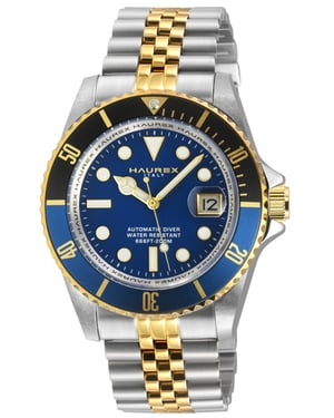 Eterno Black Blue Bezel Black Dial Two Toned Stainless steel Watch