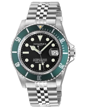 Eterno 316L Stainless Steel Case Green Bezel Black Dial Stainless steel Bracelet Watch