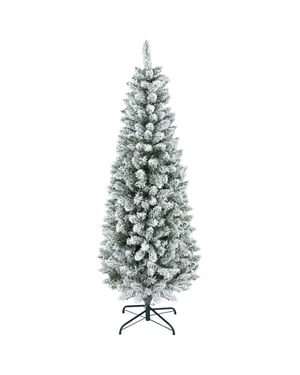 Homcom 4goodz kunstkerstboom slank met sneeuw 180 cm groen/