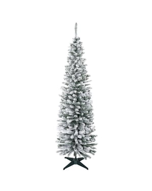 4goodz Kunstkerstboom slank met sneeuw 210cm groen/