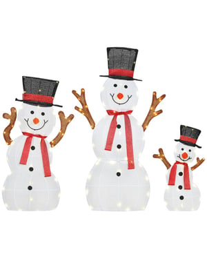 4goodz Kerstfiguur set van sneeuwmannen met verlichting 148 led -