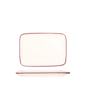 Bonna Serveerschaal linea burgundy porselein 23x16 cm set van 2
