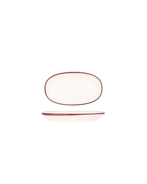 Bonna Serveerschaal linea burgundy porselein 15x8.5 cm set van 4