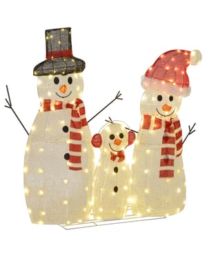 4goodz Kerstfiguur set van sneeuwmannen met verlichting 148 led -