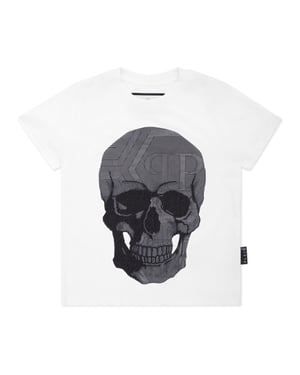 Jersey-T-shirt Rund Halsad Strass Dödskalle