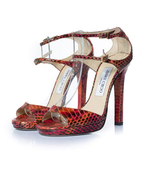 Jimmy Choo Python-sandaler i orange och rosa