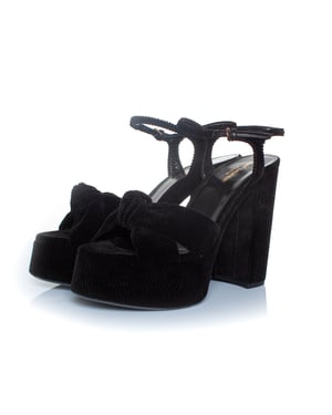 Saint Laurent Bianca 85 platform sandalen van ribvelours