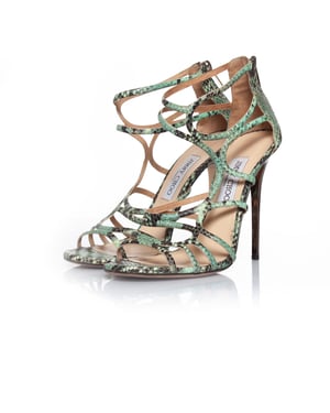 Jimmy Choo gröna pytonfärgade gladiatorsandaler