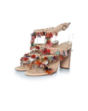 Chloe Silk tofs Liz sandaler med blockklack