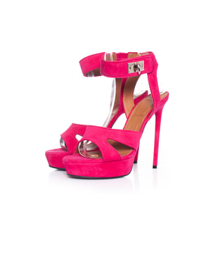 Givenchy roze suède haaienplatform sandalen