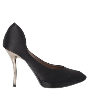 Lanvin Pointed-Toe Platform Pumps in Black Satin