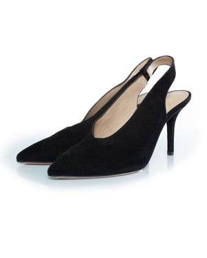 Lola Cruz zwarte suède slingback hakken