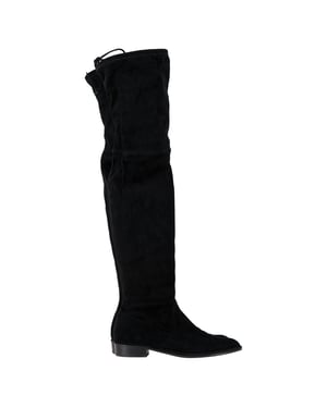 Stuart Weitzman Lowland Stretch Over the Knee Boots in Black Suede