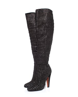 Alaia Black suede over the knee boots