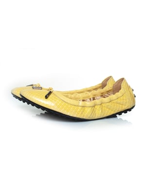 Tod's gele ballerina's van pythonleer