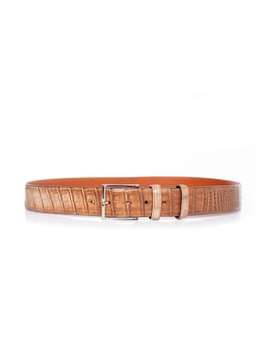 Santoni Alligator leren riem in bruin