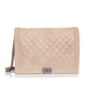 Chanel soft large leather boy in beige