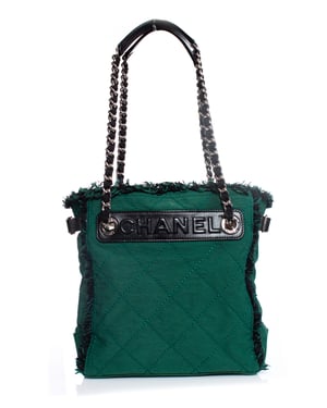 Chanel Groene gewatteerde canvas tas