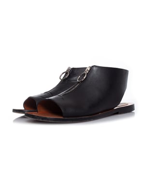 Celine Zwarte leren sandalen met rits