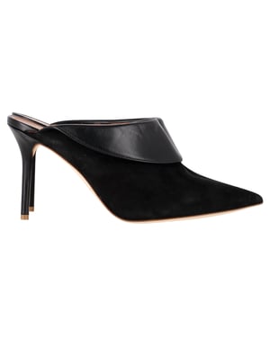 Malone Souliers Pointed-Toe Heeled Mules in Black Suede and Leather