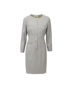 Valentino Miss V Wol Jurk met Schildpadknopen - '90s