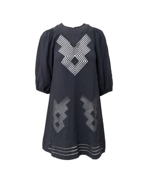 Rode Valentino Geborduurde Crepe Flared Dress - '10s
