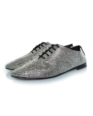 Saint Laurent Derby med snörning och strass