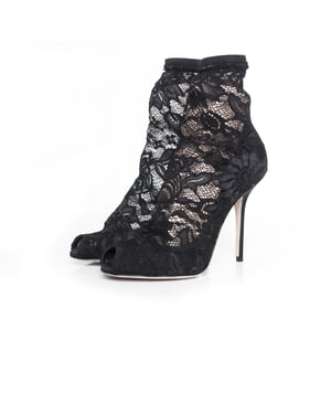 Dolce & Gabbana stretchiga ankelboots i spets.