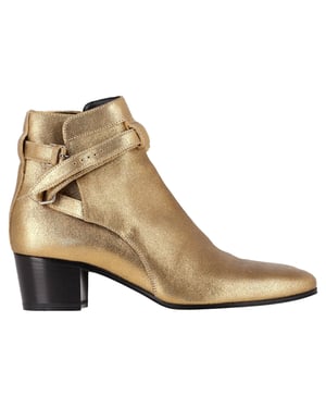 Saint Laurent Wyatt 40 Jodhpur Ankle Boots in Gold Leather