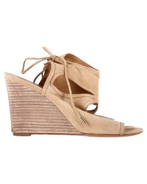 Aquazzura Sexy Thing Wedge in Beige Suede