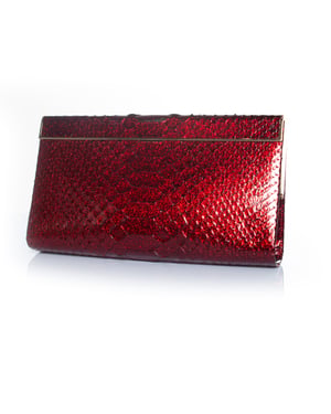 Jimmy Choo python leren clutch in metallic rood