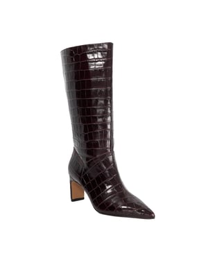 Dune Ladies Olette - Leather Reptile Effect Pointed Toe Boots
