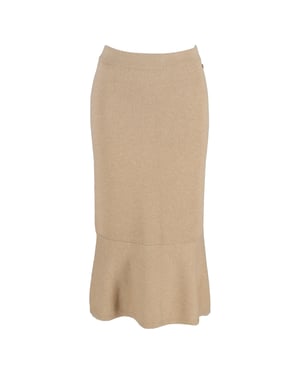 Chanel Uitlopende Midi Rok in Gouden Kasjmier