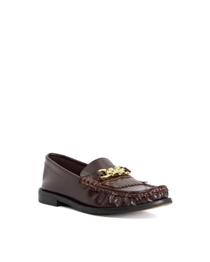 Dune Ladies Granules - Leather Gold Chain Trim Fringed Loafer