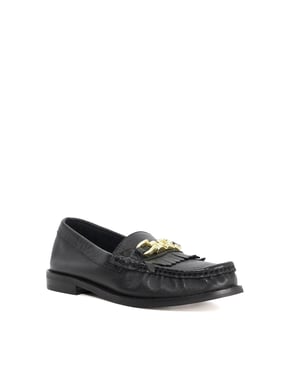 Dune Ladies Granules - Leather Gold Chain Trim Fringed Loafer