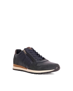 Dune Mens Thame Wf - Wide Fit Zip Up Leather Trainers