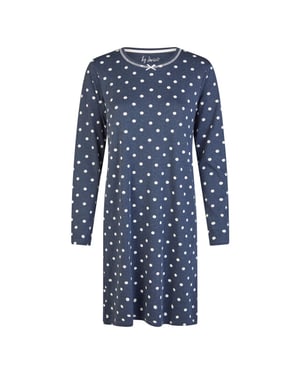 By Louise Dames nachthemd interlock lange mouw donker polkadot