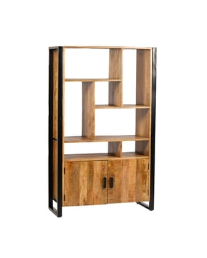 Livingfurn kabinetkast nairobi 110x180 mangohout en gecoat staal