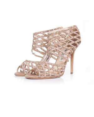 Jimmy Choo laserskurna strass-sandaler med bur