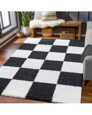 Muratap Milano geblokt hoogpolig vloerkleed modern creme- 80x200 cm