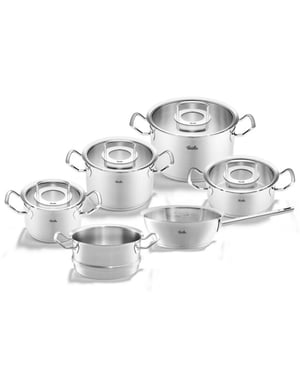 Fissler Original-profi collection 2022 pannenset met steelpan, stoominzet en glasdeksels, 6-delig